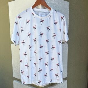 Denim & Flower White Americana Tee with Flamingo 🦩 surf board print